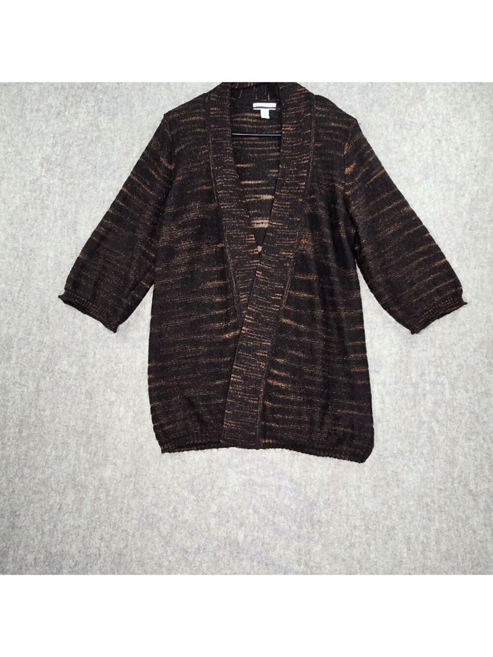 Charter Club Open-Front Metallic Cardigan Sweater Black/Orange Acrylic Blend